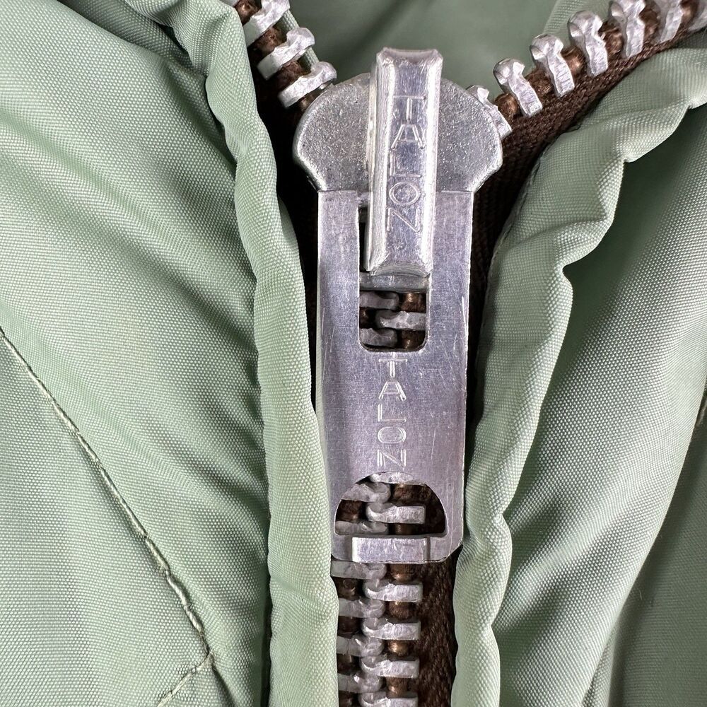 VTG Tempco Goose Down Jacket Mens 44 Green Fur Collar Quilted Talon Zip READ* - Picture 3 of 16
